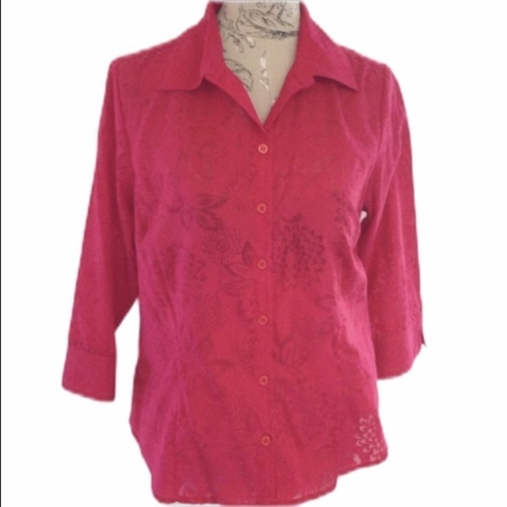 🆕*APT 9 Ruby Red Flower Print Top M